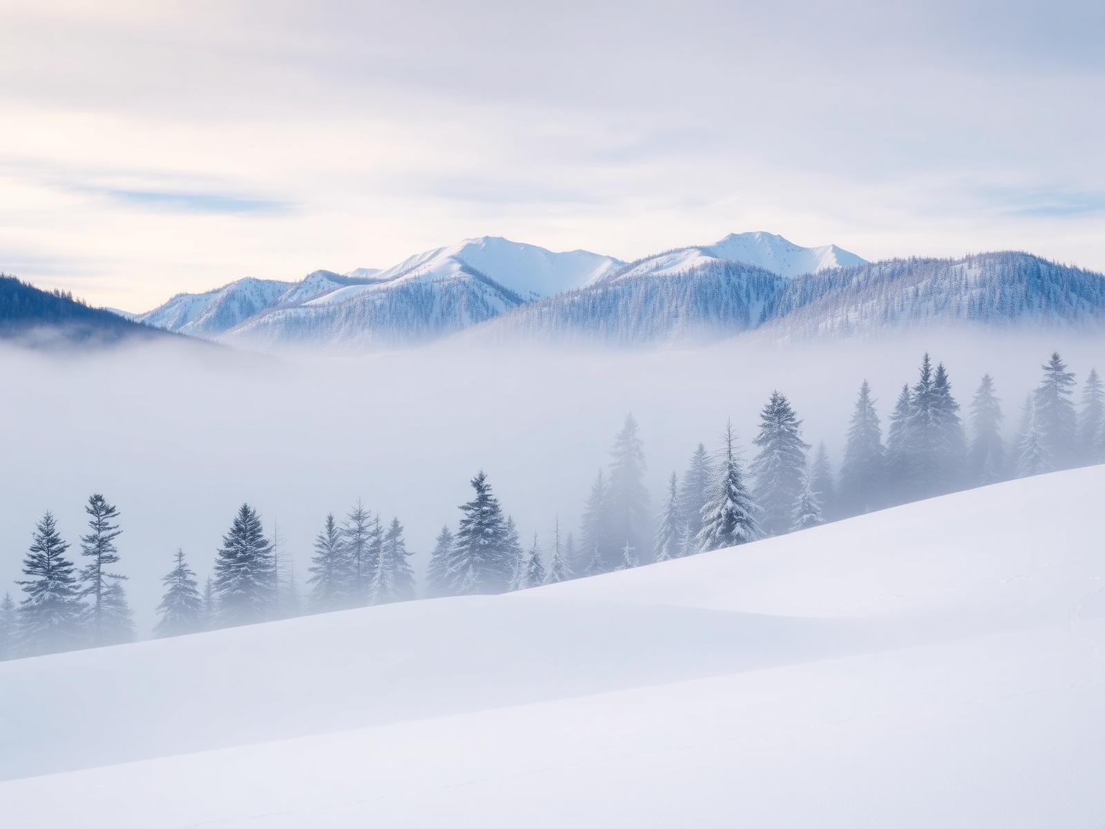 Verschneite Winterlandschaft in Hokkaido