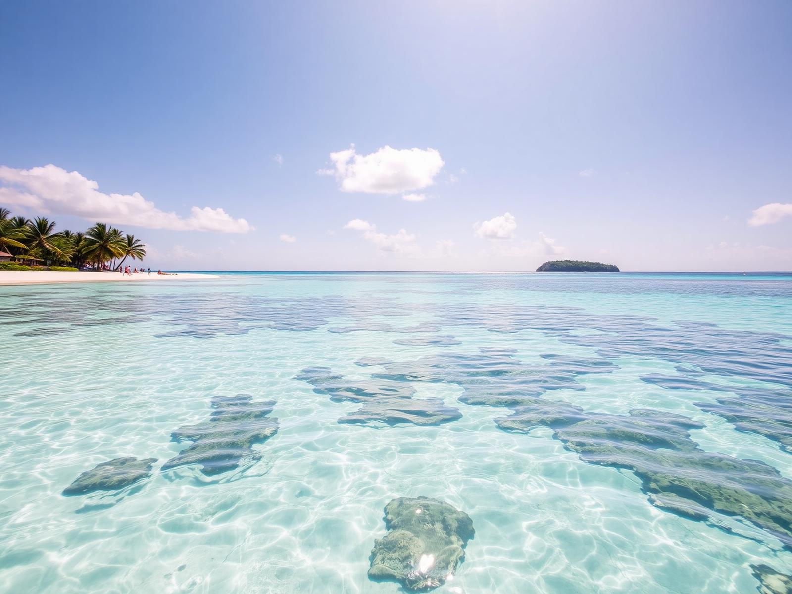 Türkisblauer Strand mit Korallenriff in Okinawa
